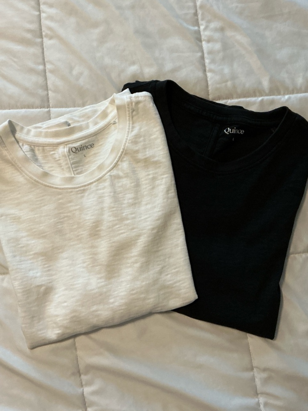 Quince Women's 100% organic cotton Crewneck tshirt - Black & cream bundle